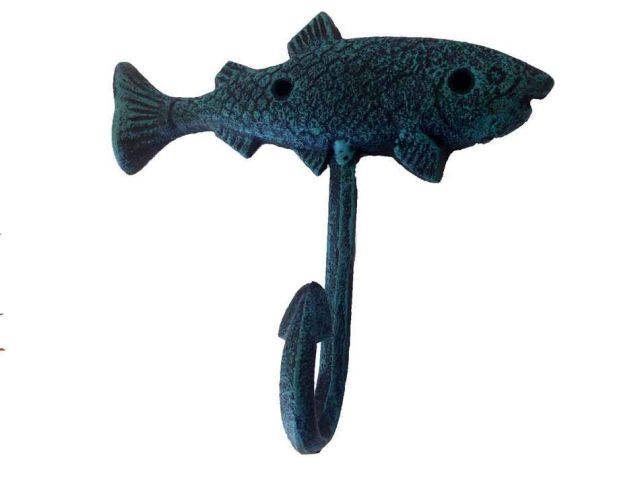 Seaworn Blue Cast Iron Fish Key Hook 6