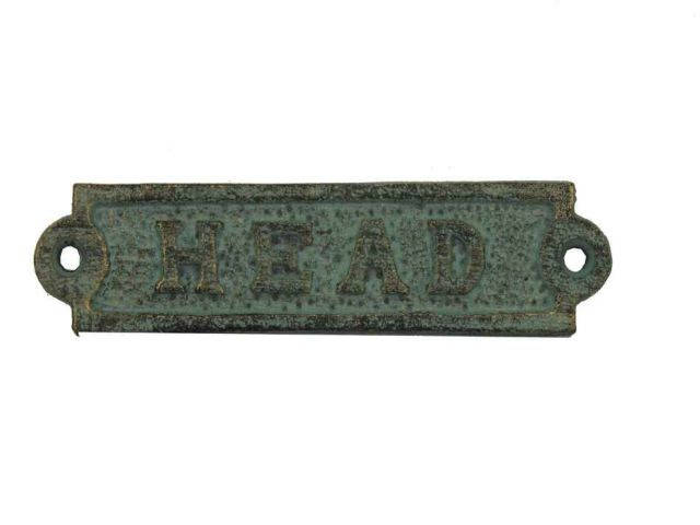 Antique Seaworn Bronze Cast Iron Head Sign 6