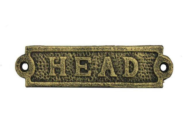 Antique Gold Cast Iron Head Sign 6