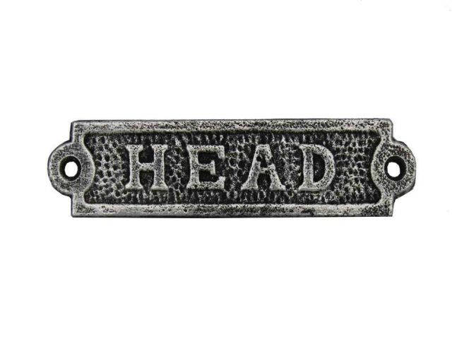 Antique Silver Cast Iron Head Sign 6