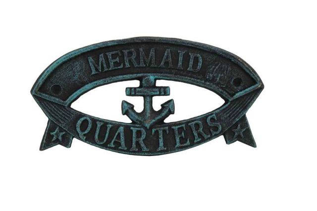 Seaworn Blue Cast Iron Mermaid Quarters Sign 8