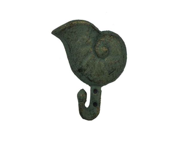 Antique Seaworn Bronze Cast Iron Nautilus Hook 5