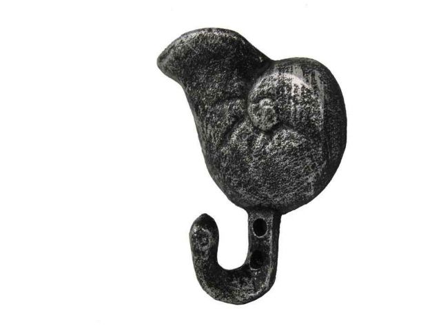 Antique Silver Cast Iron Nautilus Hook 5