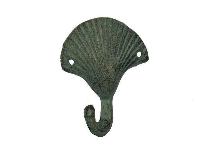 Antique Seaworn Bronze Cast Iron Seashell Hook 4