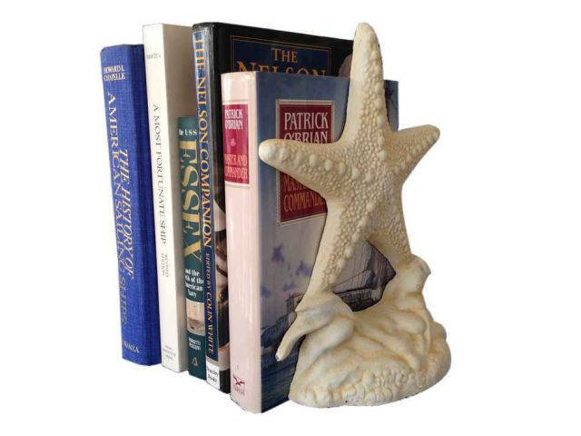 Set of 2- Antique White Cast Iron Starfish Book Ends 11