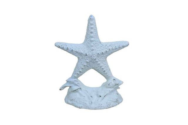 Whitewashed Cast Iron Starfish Door Stopper 11