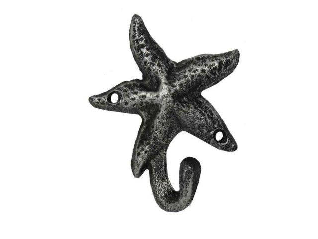 Antique Silver Cast Iron Starfish Hook 4