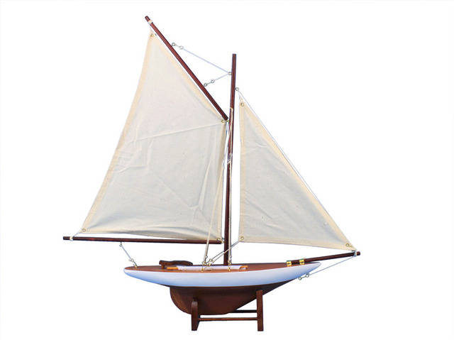 Wooden Americas Cup Contender Model Sailboat Decoration 18