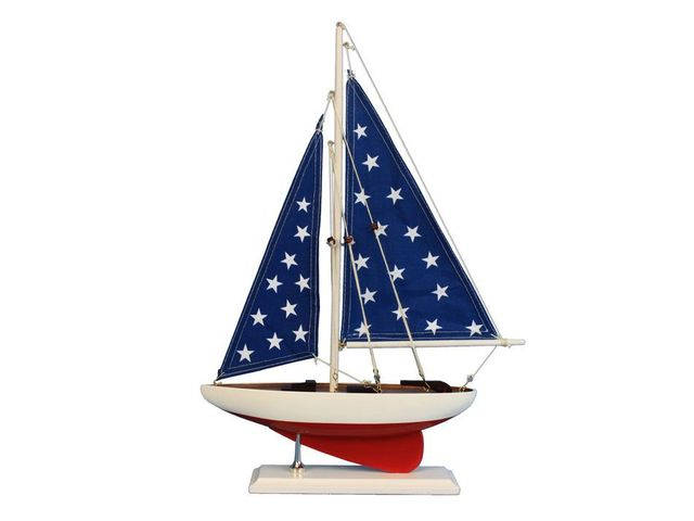 Wooden Patriotic Sailer Model Sailboat Decoration 17