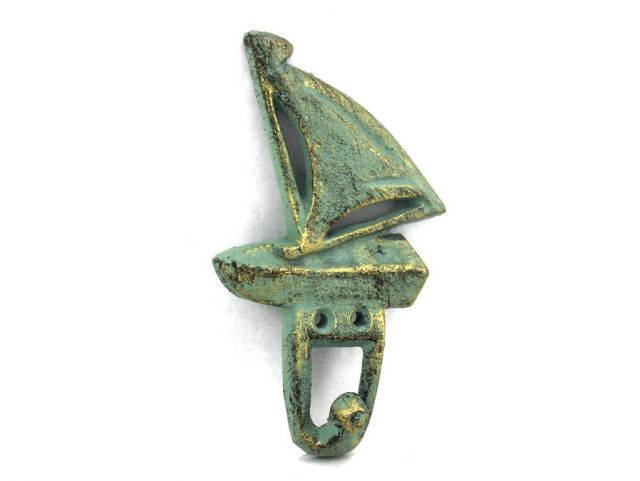 Antique Bronze Cast Iron Sailboat Hook 6
