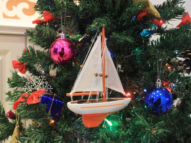Orange Sailboat Christmas Tree Ornament 9