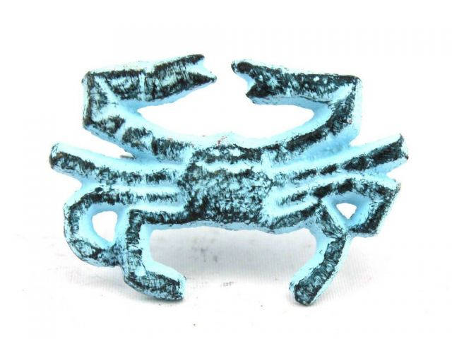 Dark Blue Whitewashed Cast Iron Crab Napkin Ring 2.5 - set of 2