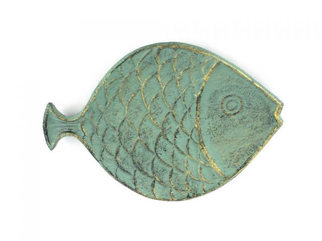 Antique Bronze Cast Iron Fish Decorative Plate 8