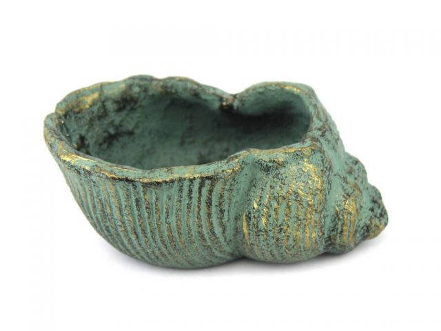 Antique Bronze Cast Iron Triton Seashell Decorative Tealight Holder 5