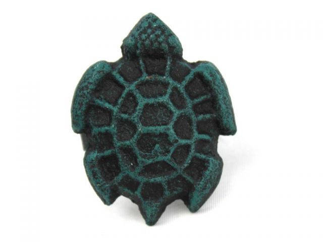 Seaworn Blue Cast Iron Turtle Decorative Napkin Ring 2 - set of 2