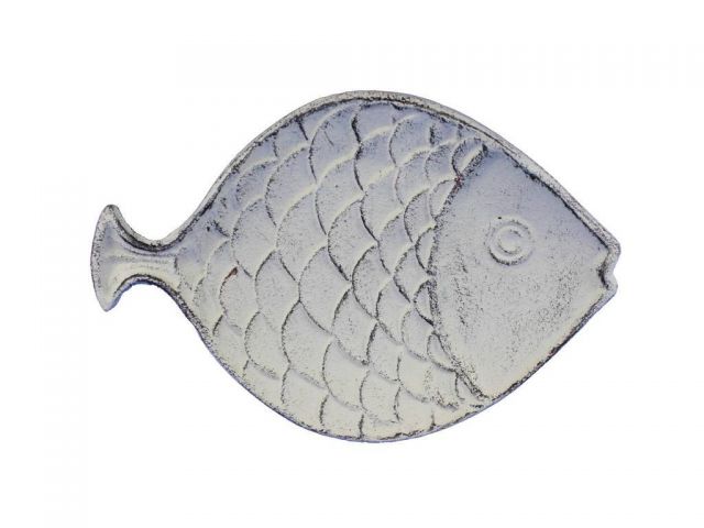 Whitewashed Cast Iron Fish Decorative Plate 8