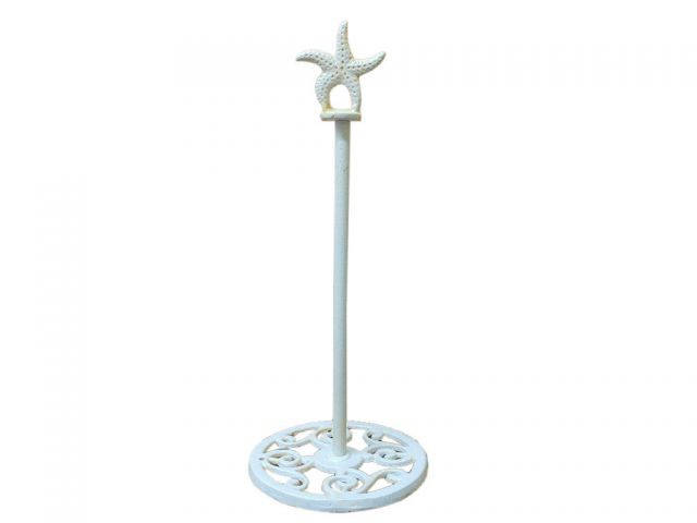 Antique White Cast Iron Starfish Extra Toilet Paper Stand 15