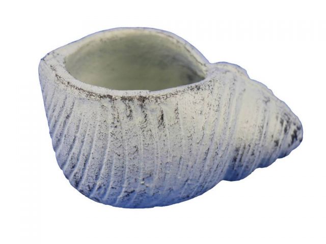 Whitewashed Cast Iron Seashell Decorative Tealight Holder 4