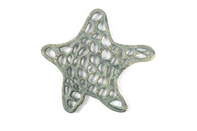 Antique Seaworn Bronze Cast Iron Starfish Trivet 7