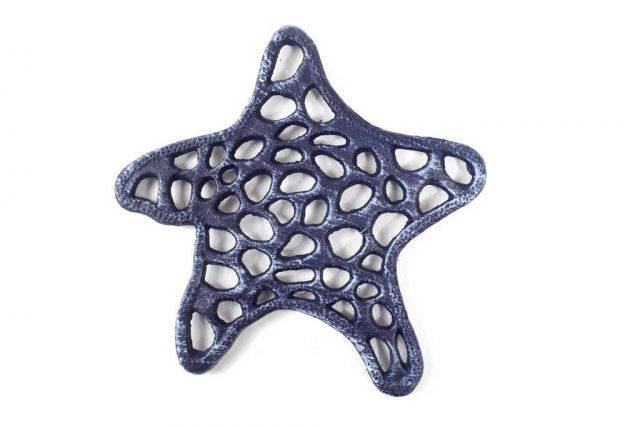 Rustic Dark Blue Cast Iron Starfish Trivet 7