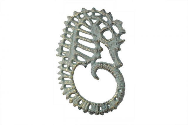 Antique Seaworn Bronze Cast Iron Seahorse Trivet 6