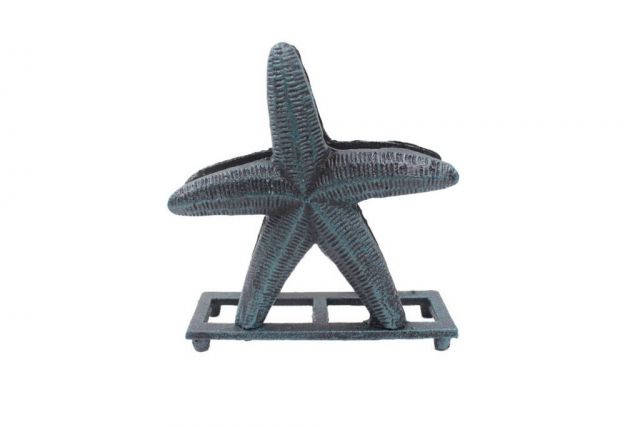Seaworn Blue Cast Iron Starfish Napkin Holder 6