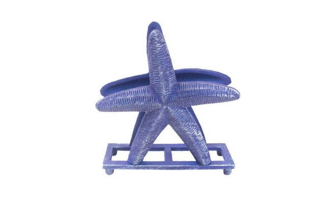 Rustic Dark Blue Cast Iron Starfish Napkin Holder 6