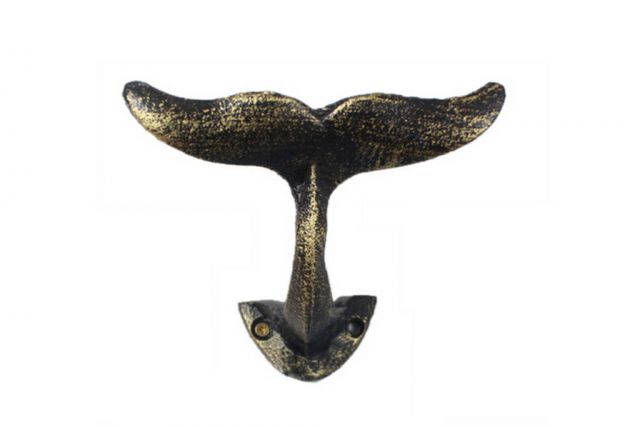 Rustic Gold Cast Iron Decorative Whale Tail Hook 5