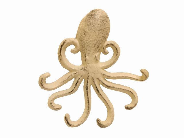Aged White Cast Iron Wall Mounted Decorative Octopus Hooks 7