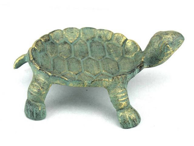 Antique Bronze Cast Iron Standing Turtle Plate 9