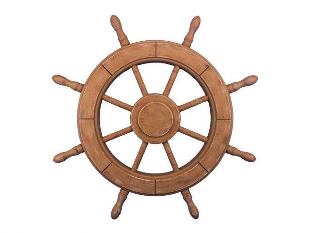 Rustic Wood Finish Decorative Ship Wheel 24