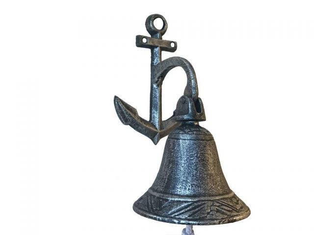 Rustic Silver Cast Iron Wall Hanging Anchor Bell 8
