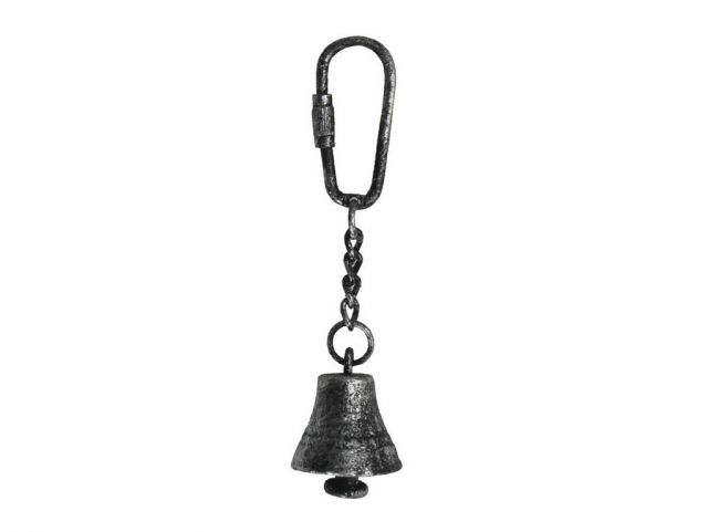 Antique Silver Cast Iron Bell Key Chain 4