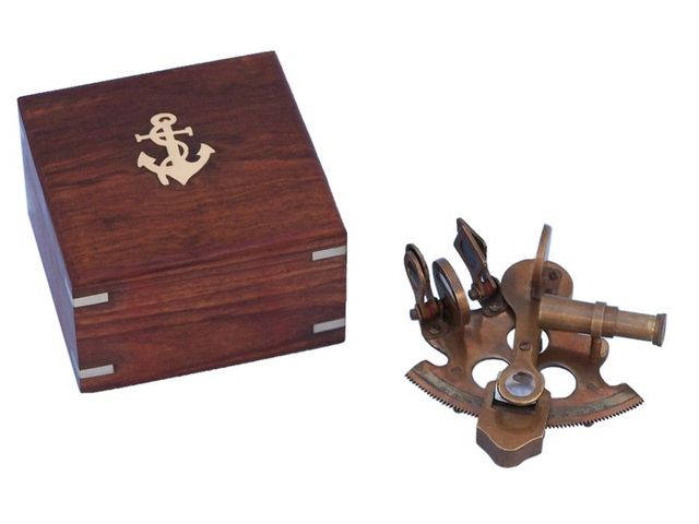 Scouts Antique Brass Sextant with Rosewood Box 4