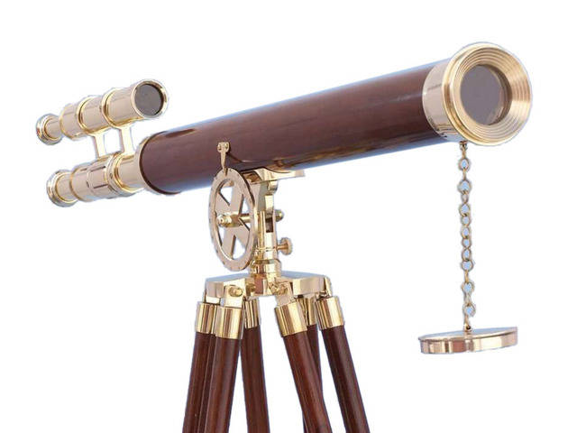 Floor Standing Solid Brass - Wood Griffith Astro Telescope 64