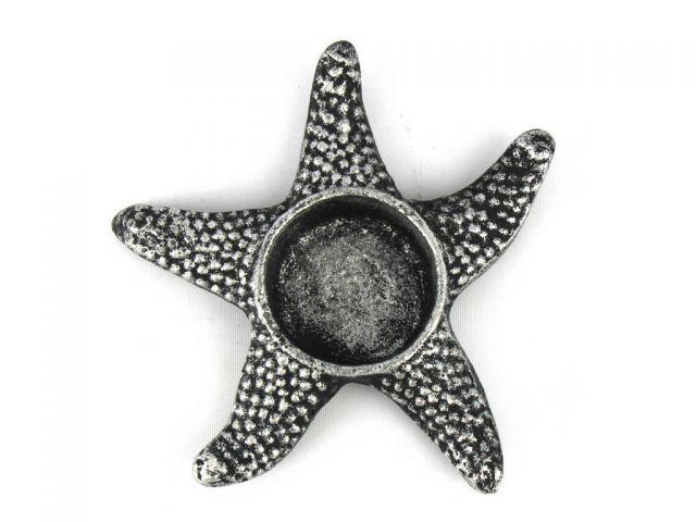 Antique Silver Cast Iron Starfish Decorative Tealight Holder 4.5