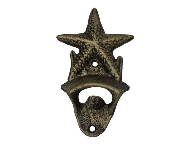 Rustic Gold Cast Iron Wall Mounted Starfish Bottle Opener 6
