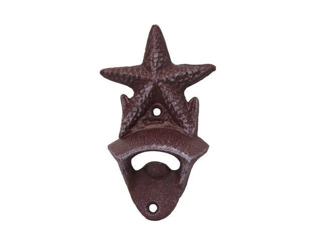 Rustic Red Cast Iron Wall Mounted Starfish Bottle Opener 6