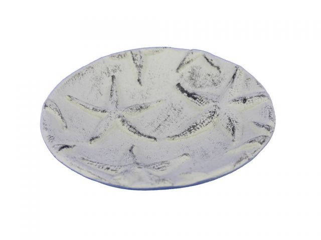 Whitewashed Cast Iron Starfish Decorative Plate 6.5