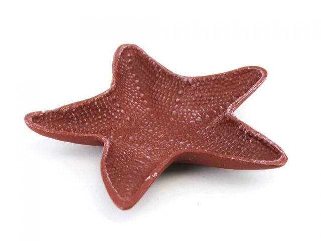 Red Whitewashed Cast Iron Starfish Decorative Bowl 8