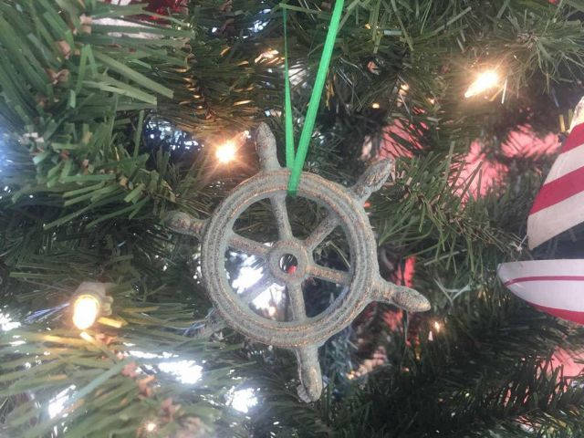 Antique Bronze Cast Iron Ship Wheel Decorative Christmas Ornament 4 