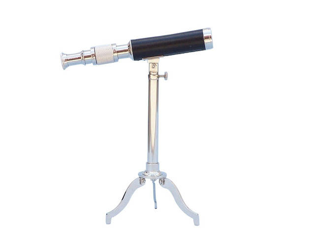 Chrome with Leather Telescope on Stand 17