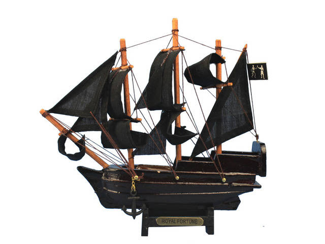 Wooden Black Barts Royal Fortune Model Pirate Ship 7