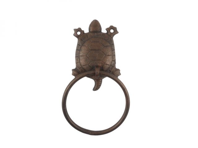 Rustic Copper Cast Iron Decorative Turtle Towel Holder 8