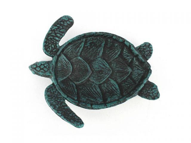 Seaworn Blue Cast Iron Sea Turtle Decorative Bowl 7
