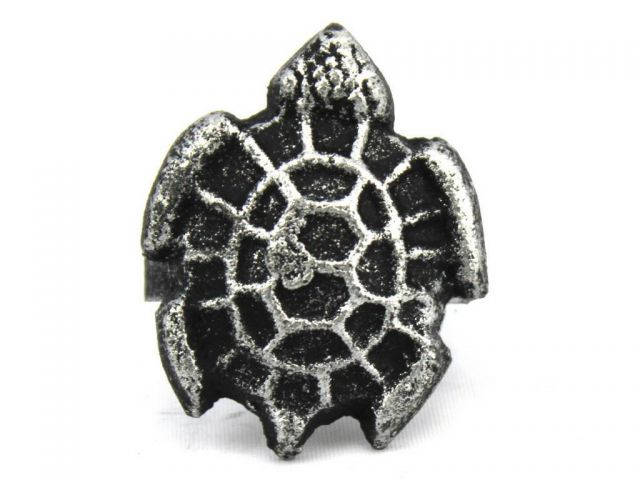 Antique Silver Cast Iron Turtle Decorative Napkin Ring 2 - set of 2
