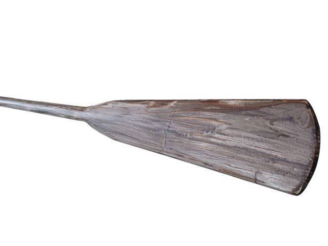 Wooden Whitewashed Marblehead Decorative Crew Rowing Boat Oar with Hooks 62