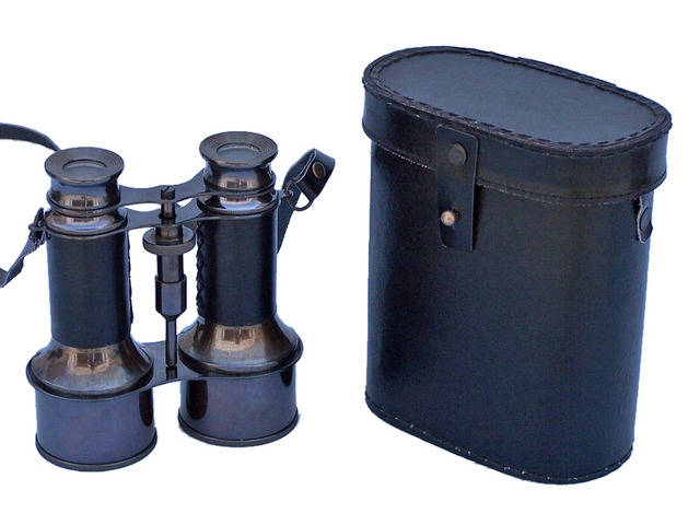 Commanders Oil-Rubbed Bronze With Leather Binoculars with Leather case 6
