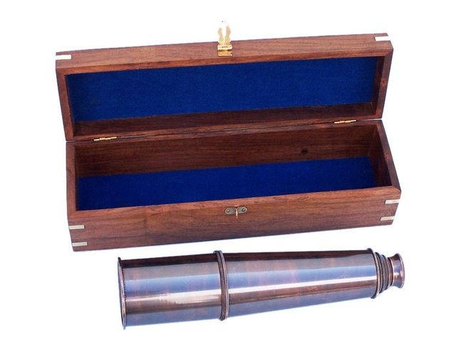 Deluxe Class Hampton Collection Antique Copper Spyglass with Rosewood Box 36