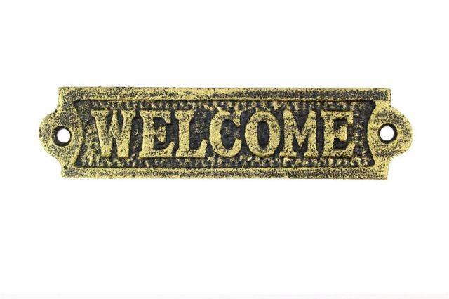 Rustic Gold Cast Iron Welcome Sign 6